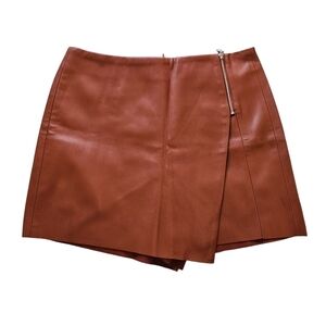 Zara Brown Faux Leather Skort Sz M Nice!